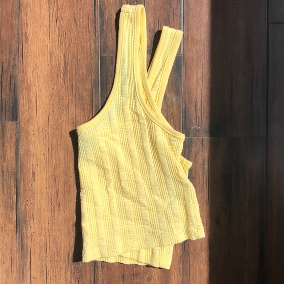 Topshop yellow cropped tank top size 6 - Picture 3 of 4